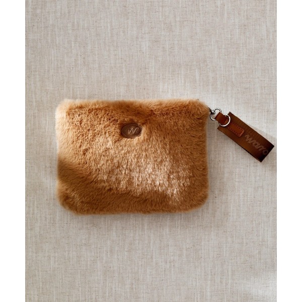 Pochette zipée camel